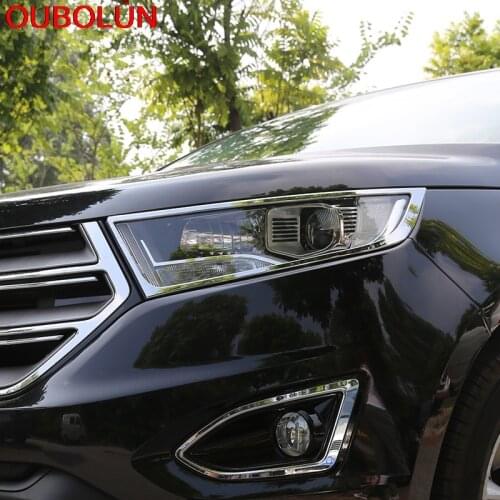 Auto Accessories 2PCS For Fit Ford Edge 2015 ABS Chrome Front Up Head Light Lamp Cover Trim Front Lamp Hoods Frame Covers