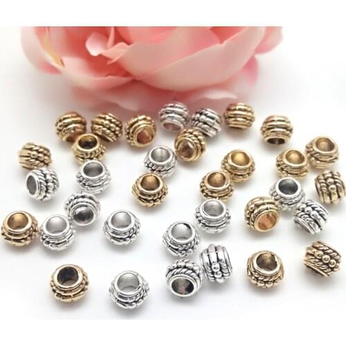 30pcs/lot 6mm Gold/Rhodium Plated Metal Zinc Alloy Beads Round Loose Spacer Beads For DIY Jewelry Bracelet Making