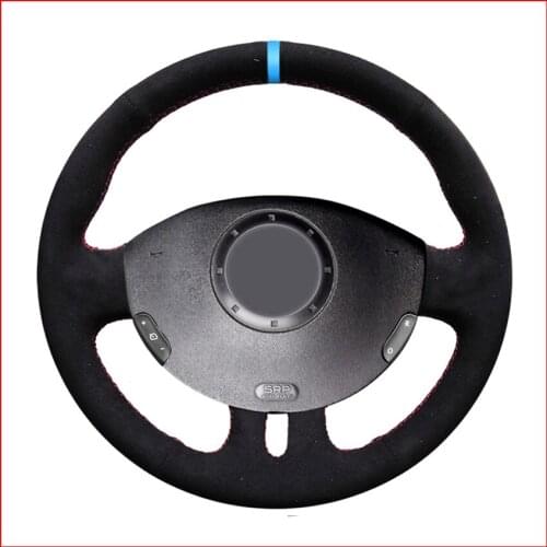 MEWANT Black Suede Leather Steering Wheel Cover for Renault Clio 3 2005 2006 2007 2008 2009 2010 2011 2012 Clio 3
