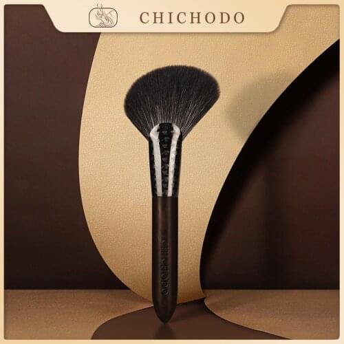 CHICHODO Makeup Brush-2021 New Luxurious Carved Ebony Animal Hair Series-Fox&Gray Rat&Goat Hair Bronzer Brush-beauty pen-F148