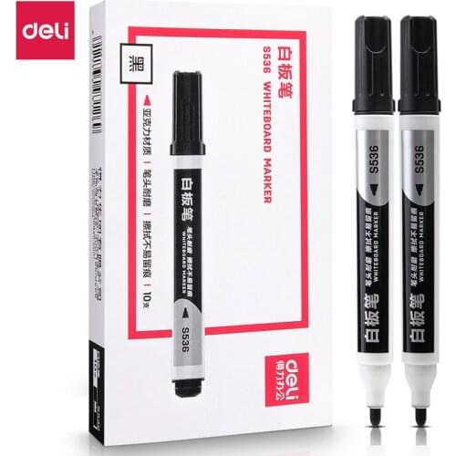 Deli Whiteboard pen Erasable Black Thick head large Blue writing pen Bold Red Glass whiteboard water marker meeting Office set