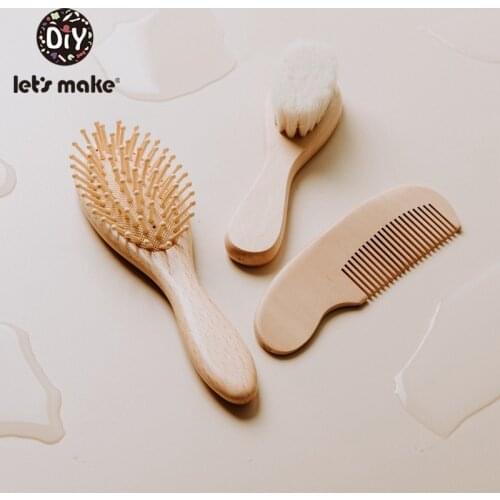 LetS Make Baby Wooden Brush Comb Newborn Hair Brush Infant Head Massager Hair Brush Infant Comb Head Massager Custom Logo