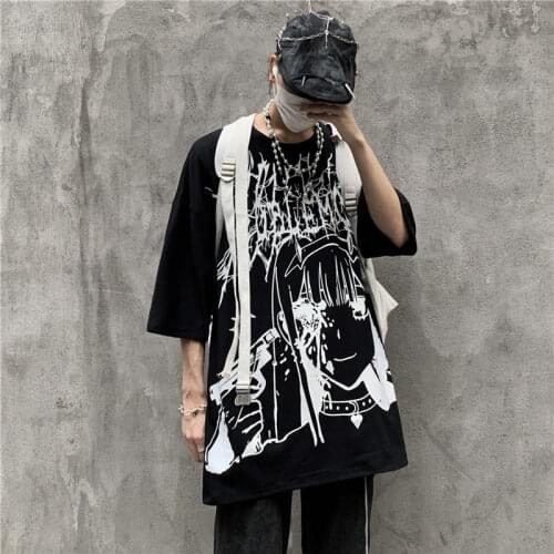 Black Hip Hop Female Loose Women T-shirt Punk Gothic Ladies Tops Kawaii Tshirts Harajuku Clothes Funny High Street Tops Male