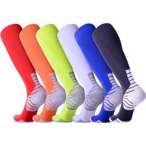 7 Colors Cotton Mens Football Socks Elastic Ankle Protection Soccer Team Training Competition Long Sport Socks For Male 39-44