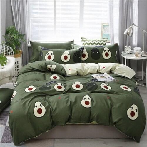 3/4pcs Cotton Avocado Green Color Bedding Sets With Duvet Cover Bed Sheet Pillowcase Bed Linen King Queen Full Twin Size