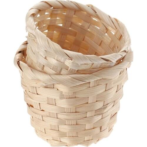 Creative Small Basket Desktop Finishing Home Storage Bamboo Weaving Products Sundries Organizer Rattan Plant Box Wicker Basket
