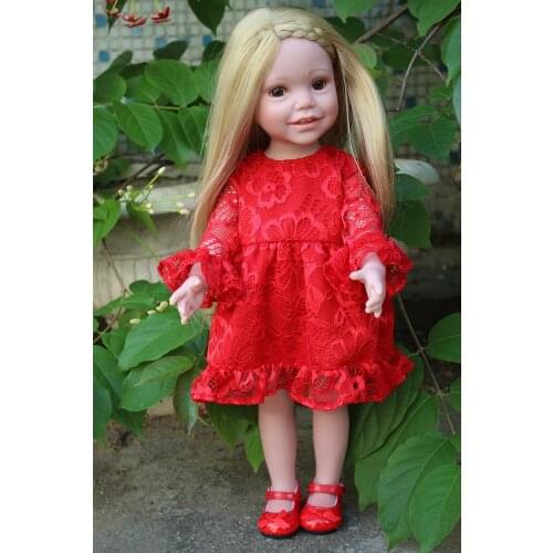 American baby Doll 18 inch Lifelike Girl Fashion doll Long Blonde Hair Reborn Baby Doll Blue Vinyl Silicone Bath Toys Kids gift