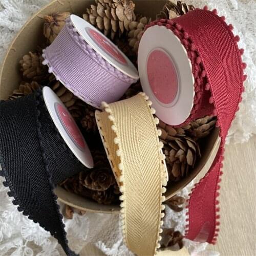 Kewgarden 16mm 25mm 38 mm 1" 1.5" Ball Side Cotton Ribbons Handmade Tape DIY Bow Hair Accessories Satin Ribbon Webbing 10 Yards