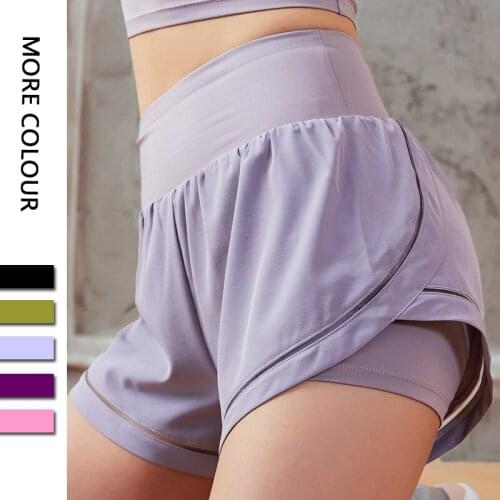 Summer Sport Shorts for Women Ladies Elastic Two Layers Soft Slim Gym Bicycle Yoga Dance Short