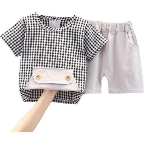 Summer Kids Girls Lattice Clothes Children Boys Fashion T Shirt Shorts 2Pcs/sets Baby Infant Clothing Toddler Cotton Tracksuits