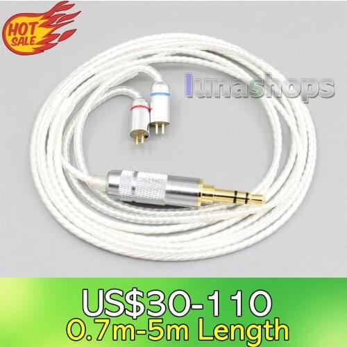 LN006638 Hi-Res Silver Plated 7N OCC Earphone Cable For 0.78mm 0.77mm BA Custom Westone W4r UM3X UM3RC JH13 Flat Step