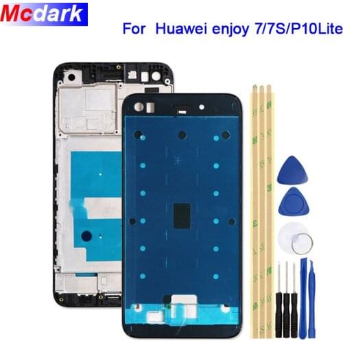 Mcdark High quality For Huawei enjoy 7/7S for Huawei P10 Lite LCD Front Frame Bezel Housing Cover With Power Volume Buttons