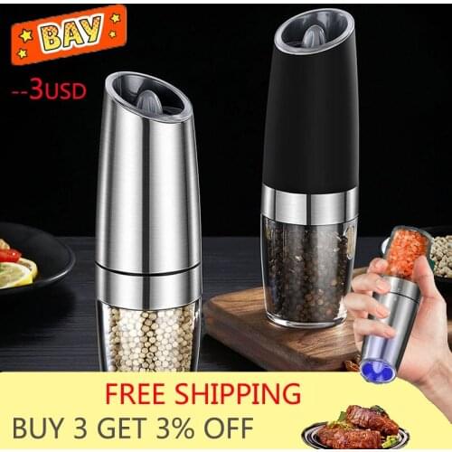 Electric Automatic Mill Pepper and Salt Grinder LED Light Peper Spice Grain Mills Porcelain Grinding Core Mill Kitchen Tools