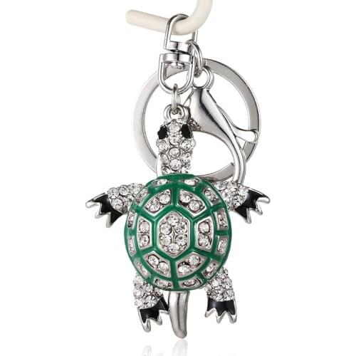 2020 fashion new color rhinestone cute painting oil turtle metal bag wallet keychain