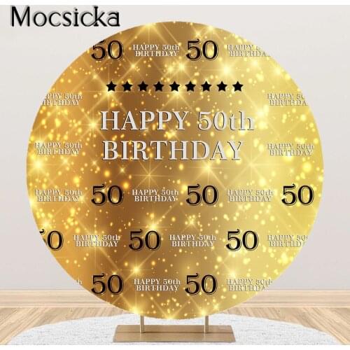 Mocsicka 16th 30th 40th 50th 60th Birthday Backdrop Happy Birthday Party Banner Decoration Circle Backdrop Round Cover Elastic