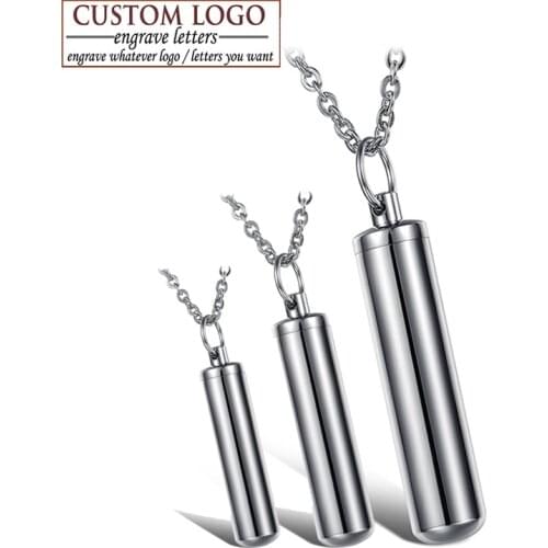 AZIZ BEKKAOUI Stainless Steel Keepsake Bullet Pendants Necklace Engraved Name Necklace Fashion Men Jewelry DIY Letter Service