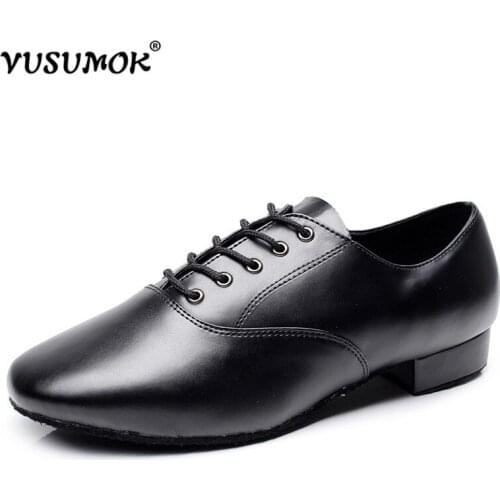 VUSUMOK Men Genuine Leather Dance Shoes Heel High 2.5cm Tango Latin Ballroom Salsa Jazz Shoes Plus Size Soft Shoes Sneakers