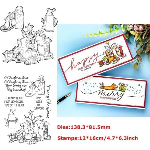 Mice Christmas Decoration Theme Metal Cutting Dies With Clear Silicone Stamps Set DIY Scrapbooking Craft Embossing Dies 2020