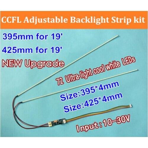 NEW 19" Adjustable brightness led backlight strip kit,Update 19inch LCD ccfl panel to LED backlight ,2pcs 395mm 2pcs 425mm