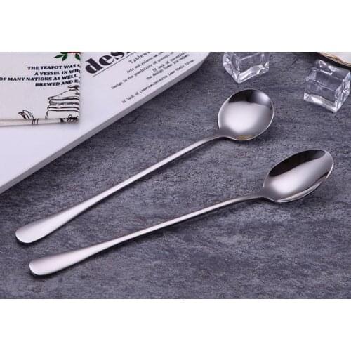 New Stainless Steel Long Handle Spoon Coffee Latte Ice Cream Soda Sundae Cocktail Scoop Free Shipping SN1566