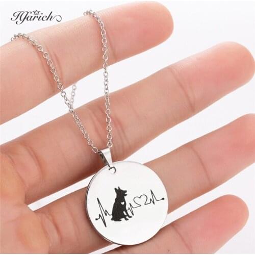 Hfarich Fashion German Shepherd Necklace Women Men Stainless Steel Dog Animal Pendant Necklaces Chains Friend Sister Small Gift