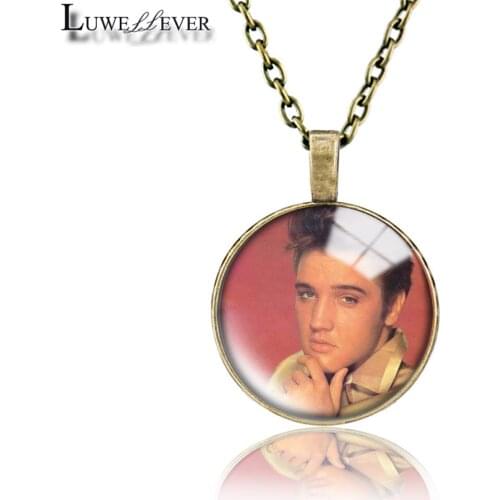 Celebrity Necklace 729 25mm Bronze 30mm Wood Rhinestone Double-sided Moon Round Glass Pendant For Women Gift