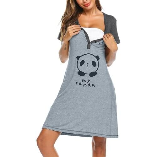 Maternity Dress Panda Summer Women Maternity Short Sleeve Cute Print Nursing Nightdress Breastfeeding Dress Платья Для Женщин