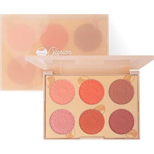 Blush Powder Palette Nude Makeup Natural Rouge Waterproof Lasting Blush Easy ToColor Multifunctional Lasting Cosmetic Six-color