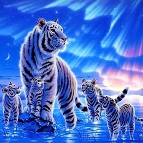 DIY Tiger family diamond painting animal Tiger group dimaond embroidery full drill diamond painting mosaic full round drill