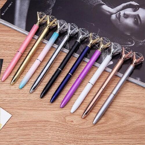 Ball point pen colors Creative Carat Big Diamonds Metal Pens Gem Crystal Ballpoint Pen Stationery HG