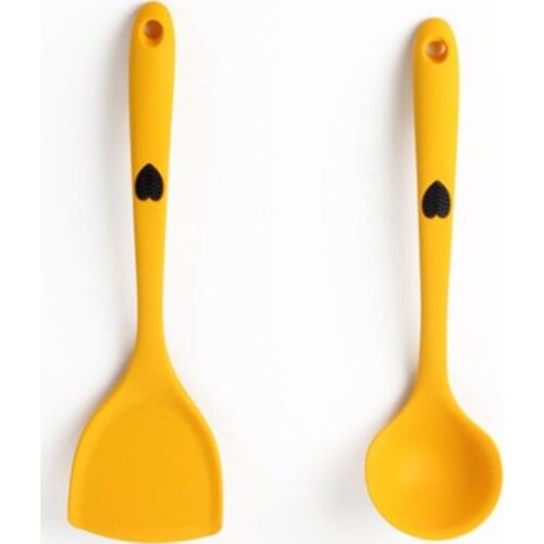 Hot sell silicone heart-shaped spatula non-stick cooking spoon creative cookware spoon set kitchen appliances