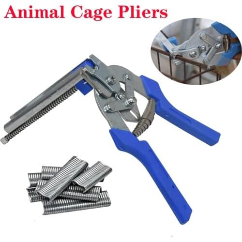 Blue Hog Ring Plier + 600x M Clips Jaws Tool Chicken Mesh Wire Cage Anti-slip Easy To Hold for All Kinds of Cage Assembly