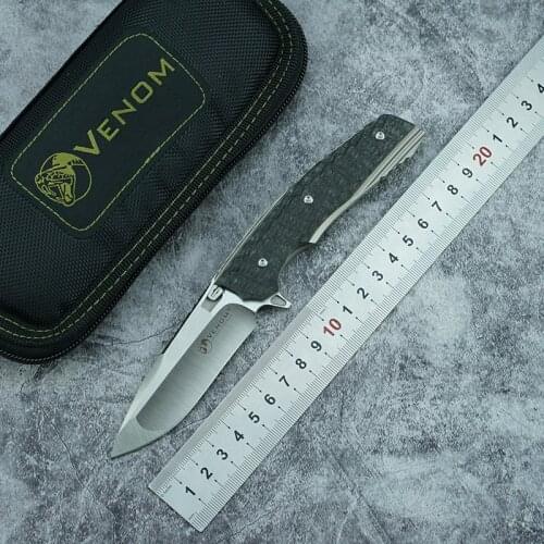 VENOM 2 folding knife M390 blade titanium alloy + carbon fiber handle outdoor camping survival kitchen fruit knife EDC tool