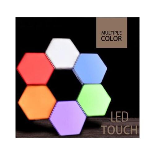 Modern Creative RGB Touch Sensor Hexagon Quantum Light Random Adjust Background Light Spliced Honeycomb Lamp Sticker Wall Lamp