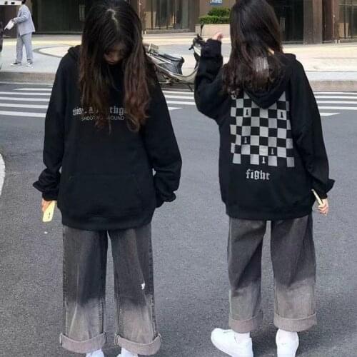 Womens New Sweater Korean Fashion Letter Print Hooded Sweatshirt Mid-length Loose Harajuku Y2k Tops Kawaii Itself Genshin Mpact