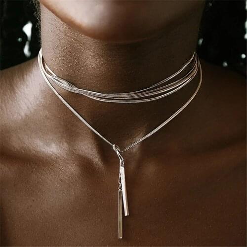 Vintage Fashion Gold Silver Color Free DIY Styling Metal Thin Chain Necklace For Women Multilevel 2021 New Chains Female Jewelry