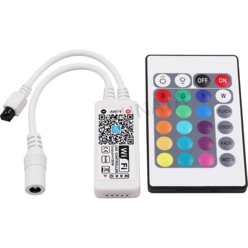 WiFi LED Remote Controller Music Voice Control for RGB/RGBW LED Strip Lights Change/Dimmer/Timer Works with Alexa/Google Home