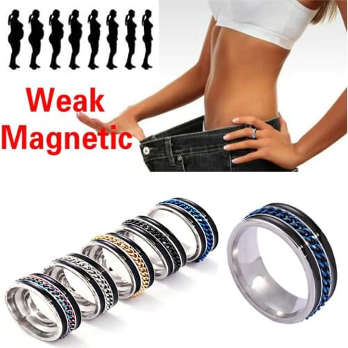 Womens Double Row Enamel Chain Magnetic Health Ring Prevent Snoring Keep Slim Fitness Weight Loss Slimming Magnetic Ring Men