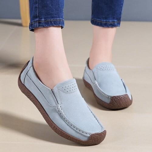 Women Flats Lazy Shoes Suede Leather Slip on Casual Shoes Ladies Loafers Fashion Ballet Shoes Female Boat Oxford Moccains
