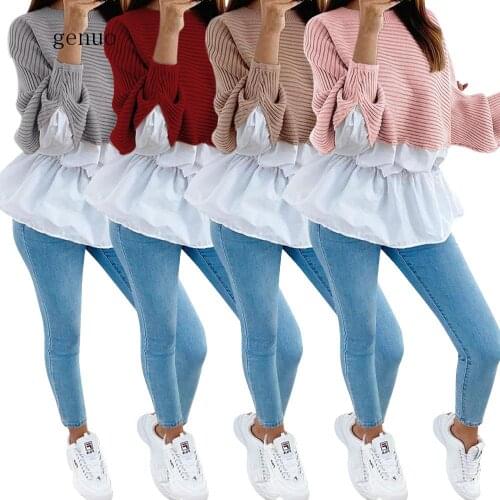 Autumn T-shirts For Women Batwing Sleeve Patchwork O-neck Tops Ladies Casual Pullovers Tee Shirts