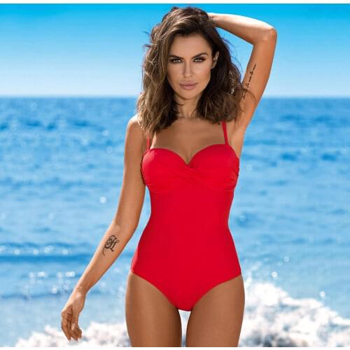 Solid Pink Plus Size One-Piece Swimsuit Sexy Adjustable Strap Monokini Push Up Swimwear 2020 Women Summer Beach Bathing Suits