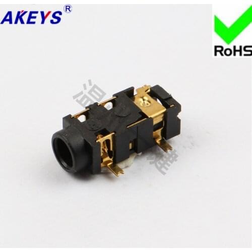 10 PCS PJ-327A gold-plated 3.5 headphone socket 5-foot patch 2 power socket base with fixed point fixed foot
