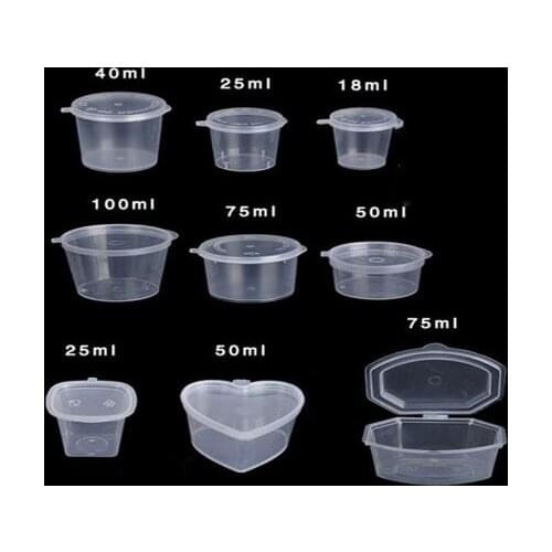 100pcs- 18/25/40/50/75/100ml Disposable Food grade PP seasoning box tasting cup salad sauce take-out packaging storage boxes