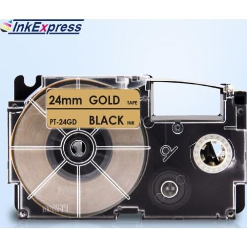 24mm Label Tape For CASIO XR-24GD XR 24GD Label Printer Tape Black on Gold Printer Ribbon For CASIO Label Maker KL-E300 KL-H50