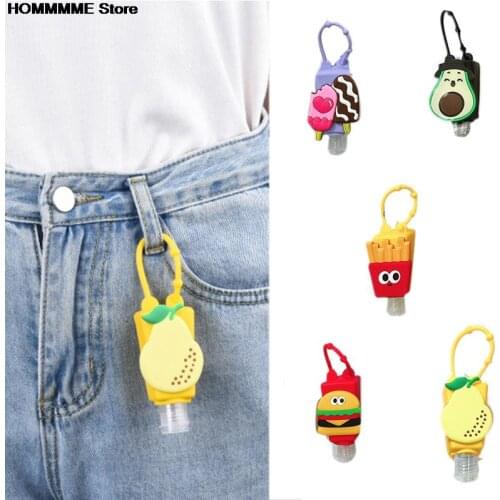 30ml Funny Fruit Silicone Mini Hand Sanitizer Holder Travel Portable Safe Gel Holder Hangable Liquid Soap Dispenser Containers