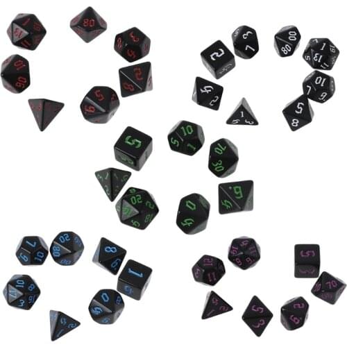 7 Pcs Resin Polyhedral Dices Numbers for DND RPG MTG Dials Desktop Table Board N58B