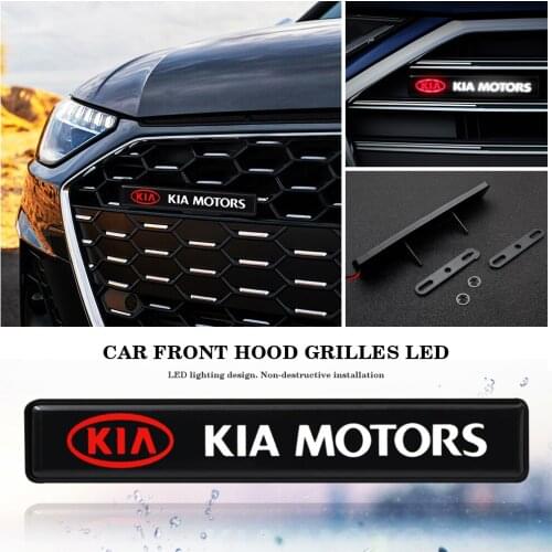 Car Sticker ABS Chrome Front Hood Grille Emblem LED Decorative Lights For Kia Sportage Ceed Rio 3 4 Picanto Car Accessories