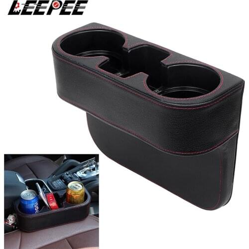 LEEPEE Car Seat Cup Holder Auto Drink Holder Phone Holder Stand Trash Can Car Storage Box Stowing Tidying Universal PU Leather