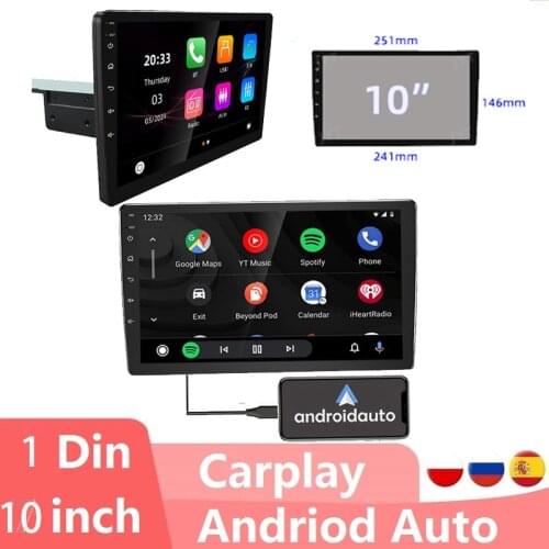 1 Din Apple Carplay Car Radio Bluetooth Android 10 Universal Auto Stereo Receiver 9inch Touch Screen MP5 Player GPS Mirror Link