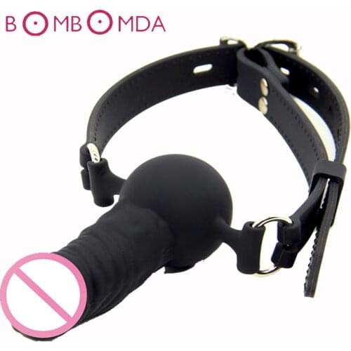 BDSM Bondage Fetish Sex Slave Cosplay Flirting Harness Dildo Mouth With Penis Gag Adult Sex Toys For Woman Men Couple Adult Game
